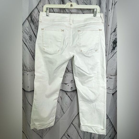 Ett Twa White Distressed Jeans Cropped 28 - Picture 3 of 8